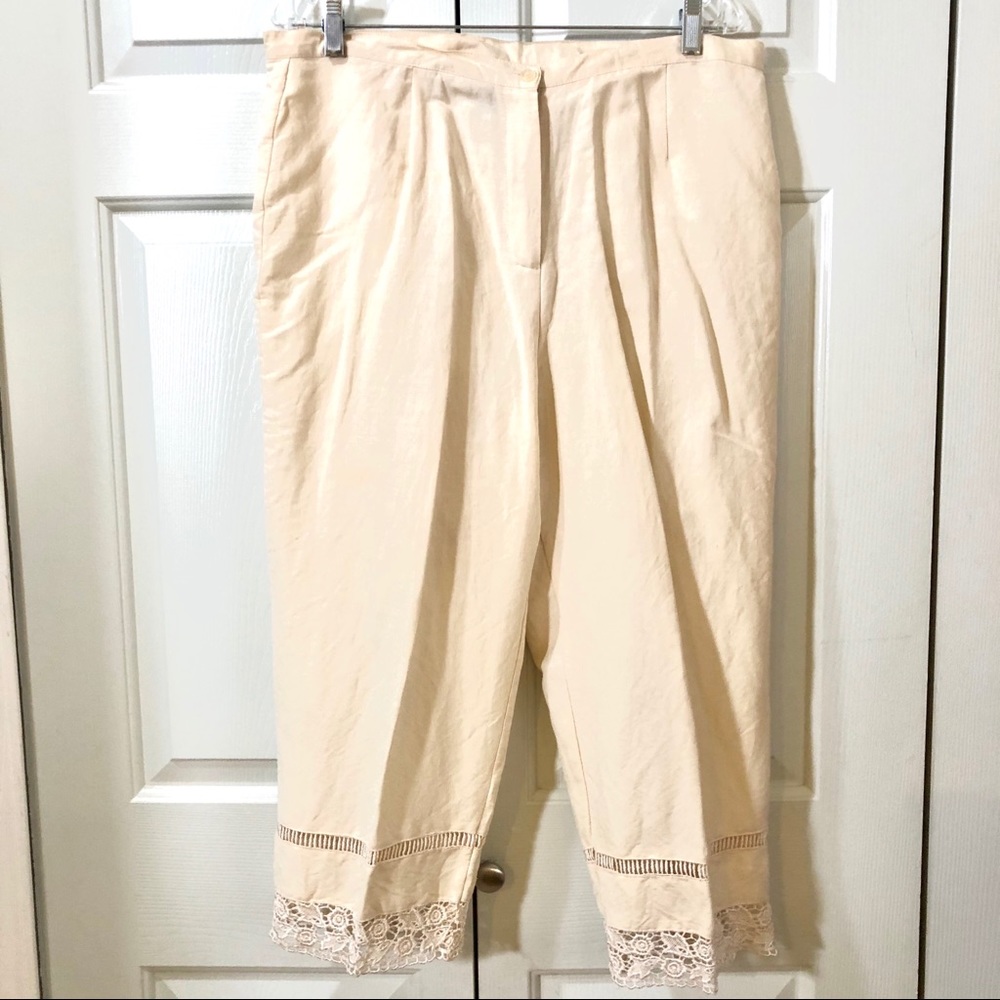 High Point Hem Lace Pants Beige Color Size XL